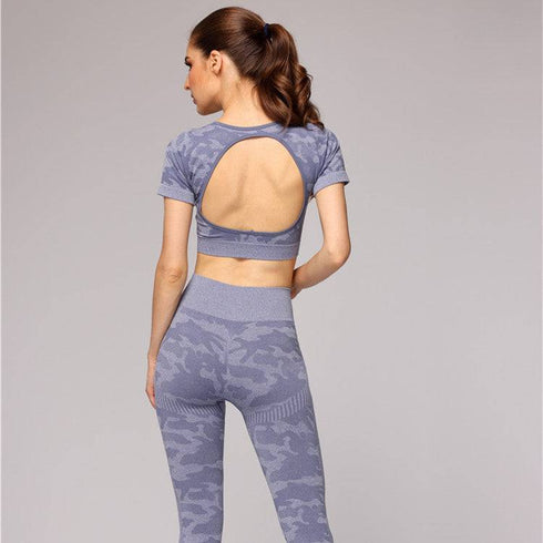 Leopard Print Seamless Yoga Top & Leggings